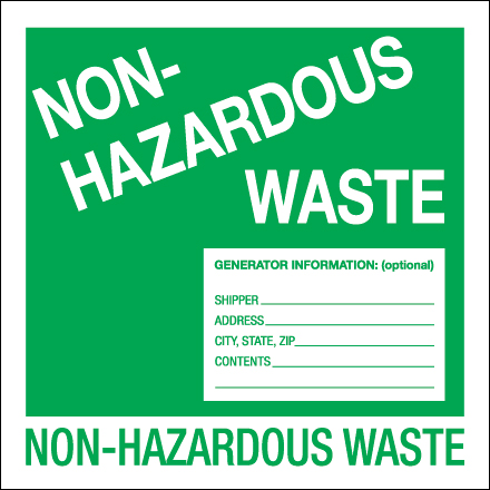 X Non Hazardous Waste Labels